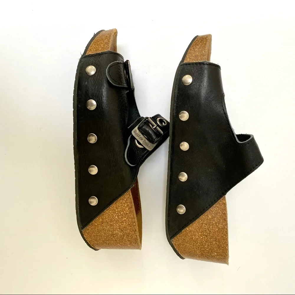 Red or Dead Black Platform Shoes Silver Buckles EU 39 US 8.5/9